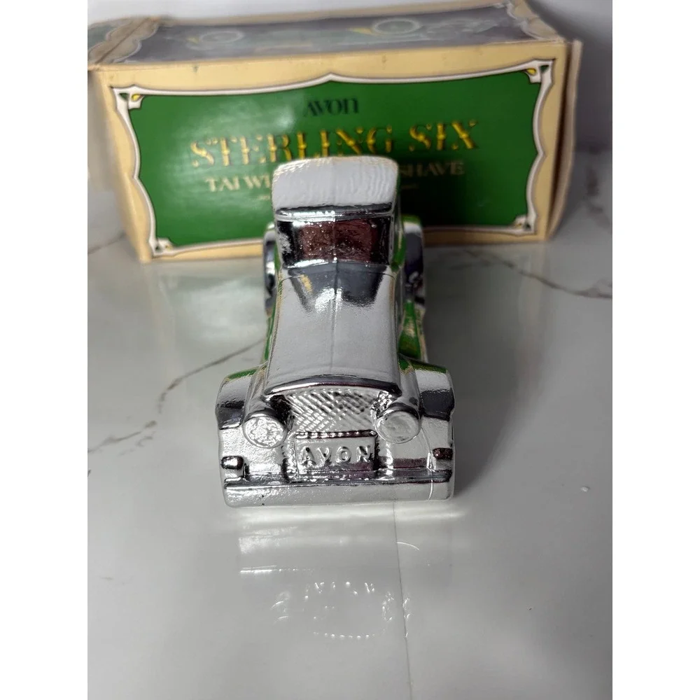 Vintage 1978 Avon Sterling Six Tai Winds After Shave Silver Car Decanter 7oz Box